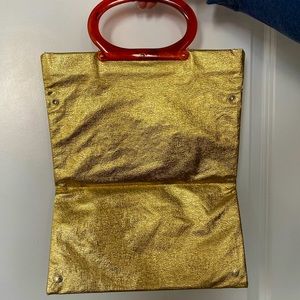 1960s vintage handbag - Gold With Resin handle